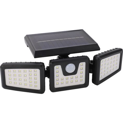 Projecteur extérieur à détecteur de mouvement, alimenté à l'énergie solaire, 3 têtes orientables, étanche IP65, grand angle de diffusion (1/5)