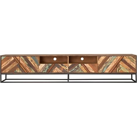 Grand meuble TV bois et métal 225cm RITA Kayu Intérieur - 225x37x46 cm - Kayu Meuble (1/5)