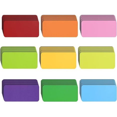 Lot de 108 étiquettes magnétiques effaçables, 8 x 3 cm, 9 couleurs, blanc et frigo, réutilisables, planning (1/5)