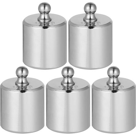 Lot de 5 Poids D'étalonnage en Acier Argenté, Précis et Résistant à L'oxydation, pour Matériel Pédagogique et Balances Numériques (1/5)