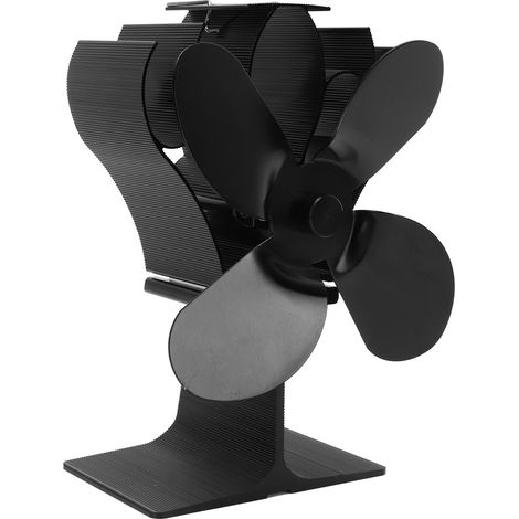 Ventilateur de cheminée à 4 pales, alimenté par la chaleur, à démarrage automatique, résistant à la chaleur, pour poêle à bois LT375, noir, diamètre 152 mm (1/5)