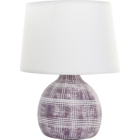 Lampe en grès ocre brun et blanc 26 cm (1/2)
