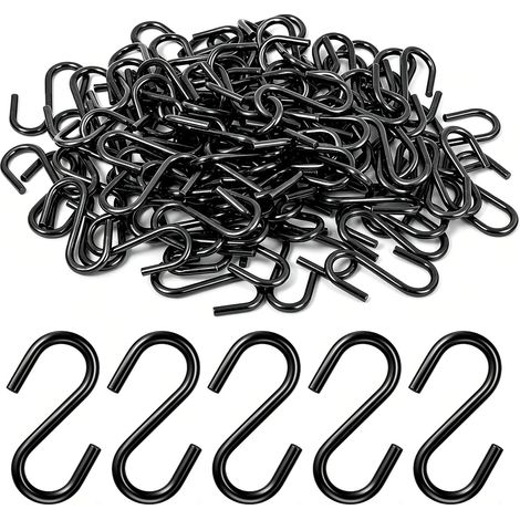 100 ganci a S, mini ganci decorativi in ferro nero, piccoli ganci a S per appendere gioielli, utensili da cucina, piante, neri - 1/2 pollice (1/5)