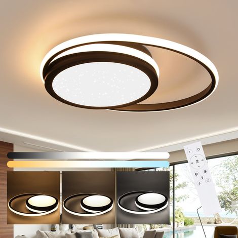 GBLY Deckenlampe LED Deckenleuchte Wohnzimmer - Schwarz Dimmbar Wohnzimmerlampe Modern Rund küchenlampe 56W Deckenbeleuchtung mit Sternnenhimmel Design für Schlafzimmer Arbeitszimmer Hotel Büro Küche