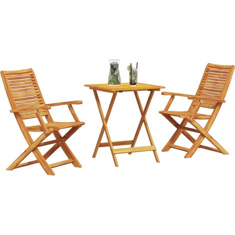 Maison Exclusive - Ensemble bistro pliant 3 pcs Marron Bois d'Acacia Massif