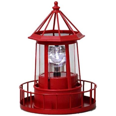 Lampe Solaire Jardin 360 Degrés Rotative Phare Étanche LED Décoration Extérieur (1/4)