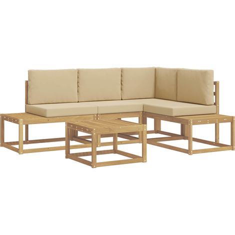 Outdoor Sofa Set 4 Piece White and Beige Polyester vidaXL