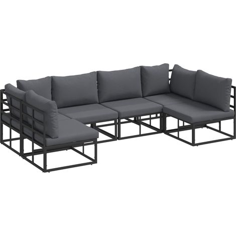 Maison Exclusive - Gartensofa-set mit Kissen 6 pcs Schwarz Alumin