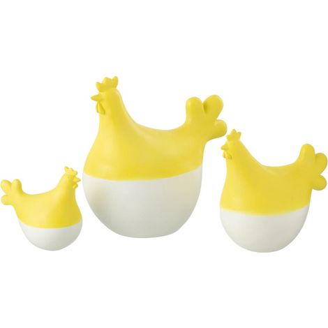 Lot de 3 Statuettes Coq Extérieur "Alfredo" 20cm Jaune & Blanc (1/4)