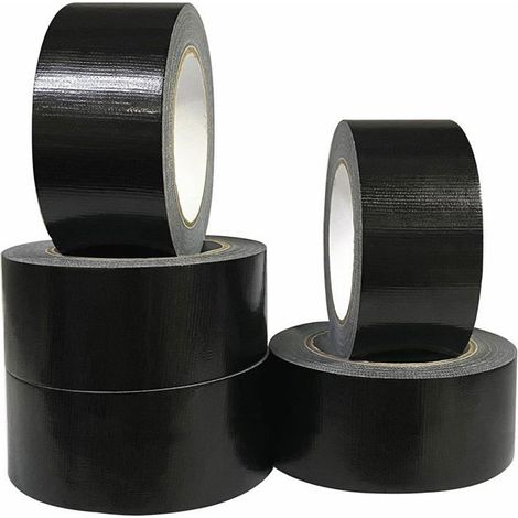 Lot de 5 rubans adhésifs en tissu noir 220 microns x 50 mm x 20m, gaffer noir,ruban adhésif americain de réparation d'étanchéité (1/5)