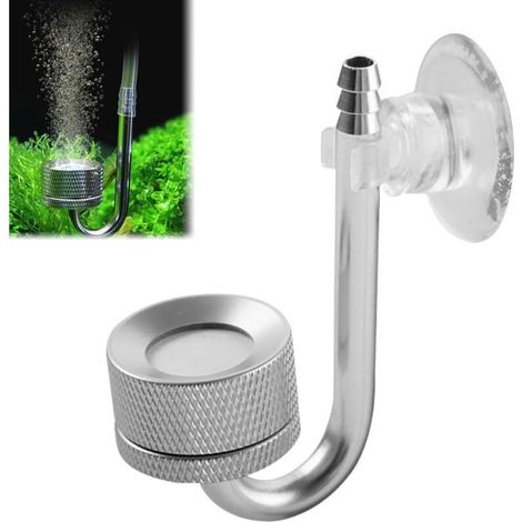Diffuseur Dioxyde de Carbone,Diffuseur de CO2 D'aquarium avec Ventouse,pour Aquarium,argent