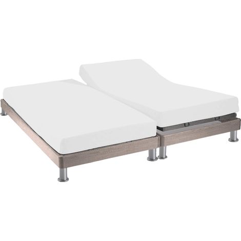 Protège matelas molleton 100% coton - bonnet 30 cm TPR pour sommier articulé 2x80x200