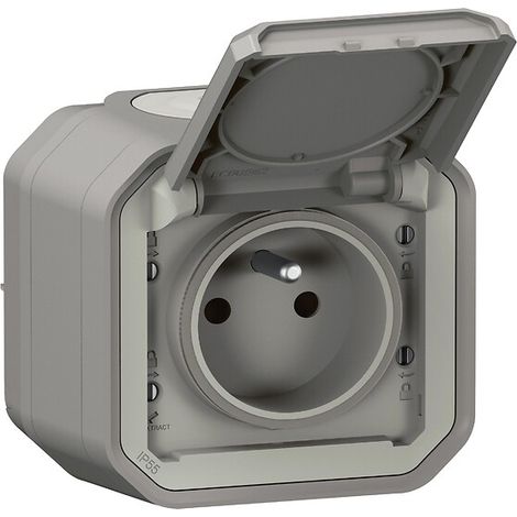 Legrand – Prise de courant complète 2P + T saillie – Sable – Plexo – Indice de protection IP44 – Pour installations électriques intérieures