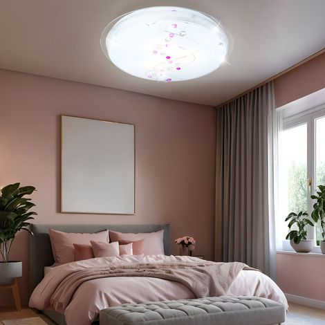 Deckenlampe Deckenleuchte Rundleuchte Rund Glas Chrom Lampe Licht