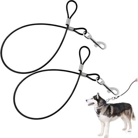 Ceinture de sécurité pour Chien 2 pièces – Laisse d’Extension Anti-Morsure 66 cm x 0,4 cm – Noir – Adaptée à Tous Types de laisses et Colliers pour Sorties en Voiture ou promenades