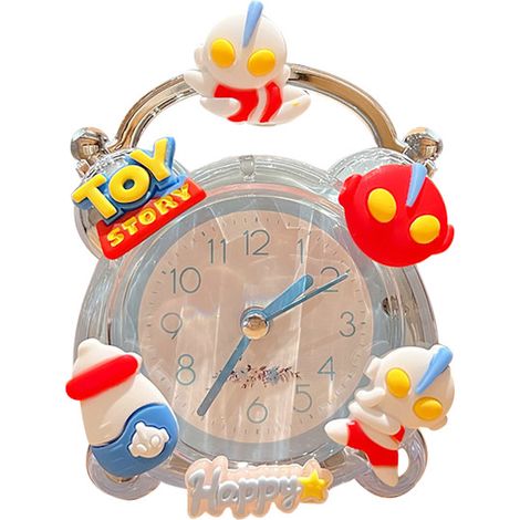 Réveil silencieux et mignon à motif dessin animé, portable, pour chambre d'enfant ou dortoir, bleu Ultraman QD (1/5)