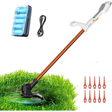 20V Cordless Strimmer Lightweight Strimmer with 2.0Ah Battery, Cutting Width 25cm, Adjustable Handle, 10 Plastic Blades, Lawn Edging and Garden Edging (1/5)
