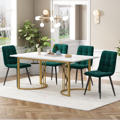 table repas moderne ensemble 5 places 140 x 80 blanc OKMYHOME (1/4)