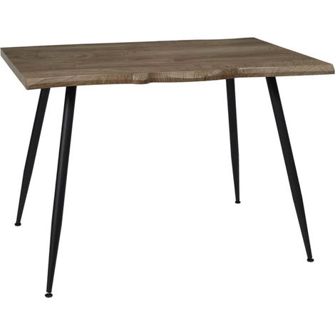 POYTA - Table Repas Piètement Métal Noir et Plateau Bois (1/3)