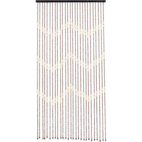 Rideau de porte en bois et bambou à motifs vagues - 27 fils - Fait main - 90 x 175 cm - Décoration de chambre style rétro, RIDEAUX DE PORTE (1/5)