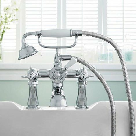 Mira Showers Victorian Virtue Bath Shower Mixer Tap Traditional Chrome Crosshead (1/4)