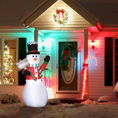 Pupazzo di neve gonfiabile Outsunny, decorazione natalizia per esterni, 1,80 m, Babbo Natale, soffiatore incluso, multicolore (1/5)