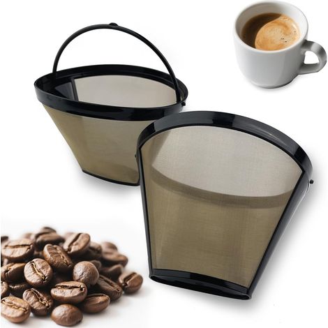 2 PCS Filtre à Café Réutilisable Taille 4, Filtre a Cafe en Acier Inoxydable pour Faire du Café Manuel Filtre Café Permanent pour Goutter du Café Sans (1/5)