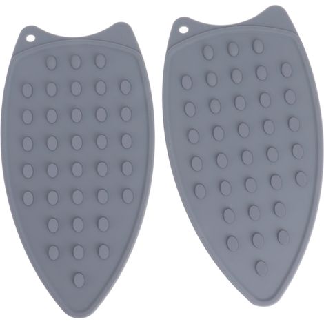 Repose-fer en silicone gris, deux pièces, résistant aux chocs et à la chaleur, pour planches et fers à repasser. (1/5)
