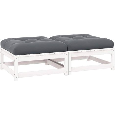 Lot de 2 Canapés de jardin avec coussins Canapé Repose-pied relax - Blanc Bois de pin BV940001 - BonneVie (1/5)