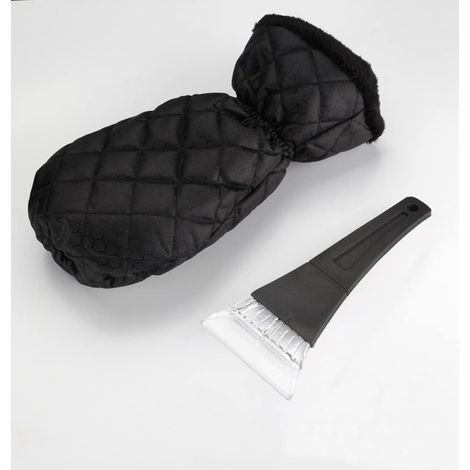 Grattoir à glace avec gant, déneigeur imperméable doublé en polaire épaisse pour pare-brise de voiture, outil d'hiver (1/5)