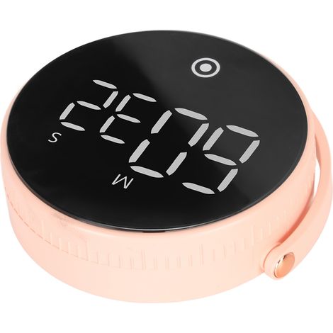 Minuteur numérique LED 3 pouces, rotatif, magnétique, silencieux, coque en ABS, boutons en silicone, rose (1/5)