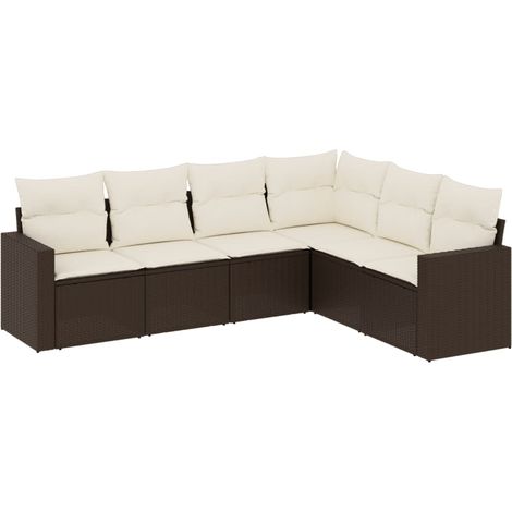 Maison Exclusive - Set sofás de jardín 6 piezas y cojines ratán s (1/5)
