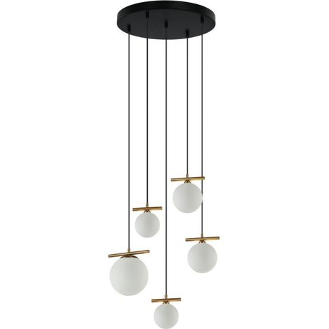 Suspension décorative bronze antique globes blancs Italux Merseta (1/2)
