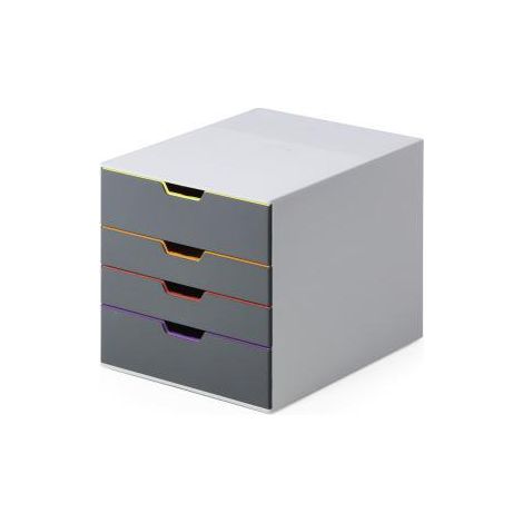 DURABLE 760427 - Varicolor 4, cassettiera con 4 cassetti colorati, cassetto superiore e inferiore f.to XXL, porta etichette, 280x292x356 mm, 5 colori (1/5)