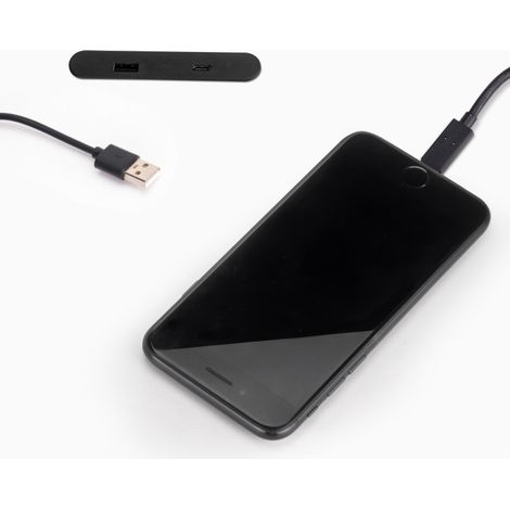 EMUCA Connecteur USB A+C Linky (81x12mm) - 5V DC 2A (10W) - Plastique noir - Plastique (1/9)