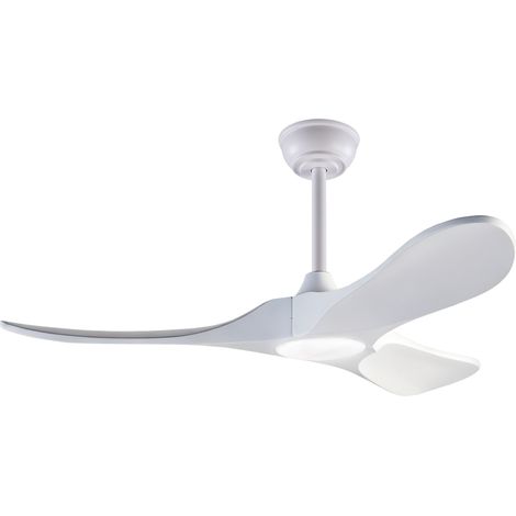 Ventilador de techo de 42" con luz LED, mando a distancia, 3 aspas de madera, blanco, regulable (1/5)