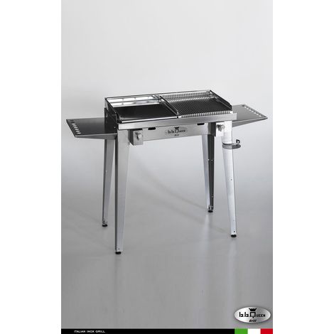 Grill 8.4 Inox Piastra mista - Con portapiatti - Senza paraschizzi - Senza kit mensola e ruote - Satinato - barbecue, griglia, giardino, carne, a gas, acciaio made in Italy
