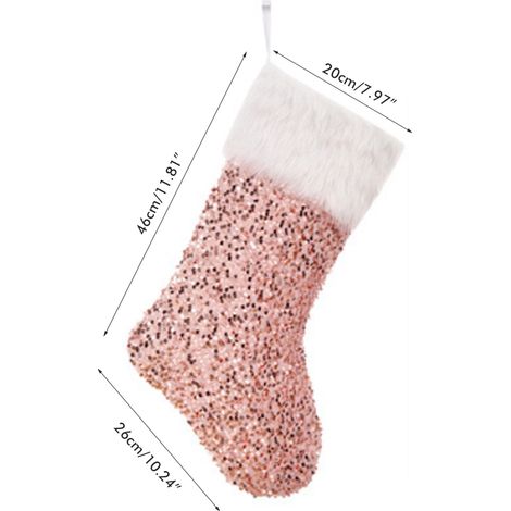 Chaussettes de Noël en peluche à paillettes avec cordon, sacs cadeaux de Noël portables, décorations de Noël pour cheminée et sapin. (1/4)