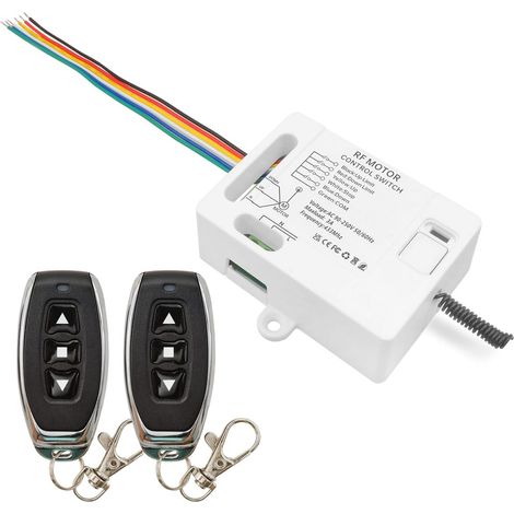 Interrupteur Télécommande de Volet roulant Récepteur Relais AC 230V 220V 3A avec 2 émetteurs Compatible avec l'interrupteur Manuel et l'interrupteur de fin de course le Moteur avance et recule (1/5)