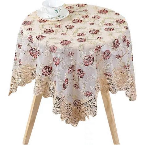 Nappe brodée en dentelle, légère et luxueuse, idéale pour les repas, les tables basses et autres occasions. Dimensions : 120 x 180 cm. Décoration et embellissement. (1/3)