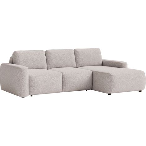 Selsey Carnos Mini – Ecksofa mit Schlaffunktion, Ottomane rechts, Chenille Beige (1/5)
