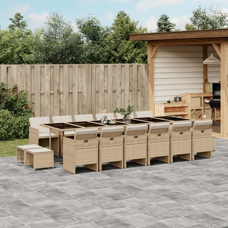 Ensemble à manger de jardin et coussins 17 pcs-Salon de jardin beige 770359 (1/5)
