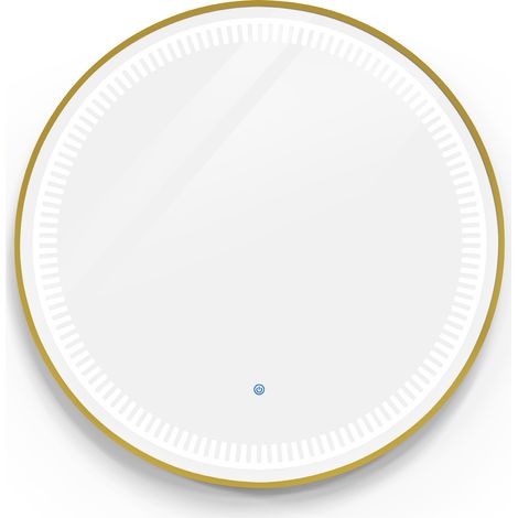 BarberPub Wandspiegel mit Beleuchtung, Badspiegel mit Aluminiumrahmen, Runder Spiegel mit Touch-Schalter, 3 Lichtfarben Dimmbar, Badezimmerspiegel für Friseursalon, Spa, 83x83cm, J6236 (Gold)