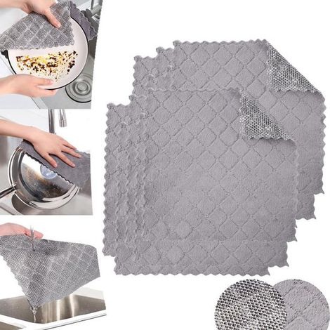 10 torchons multifonctionnels en fil d'acier pour usage humide et sec, torchon double face en fil d'argent, torchon en fil d'acier, remplacement pour St (1/5)