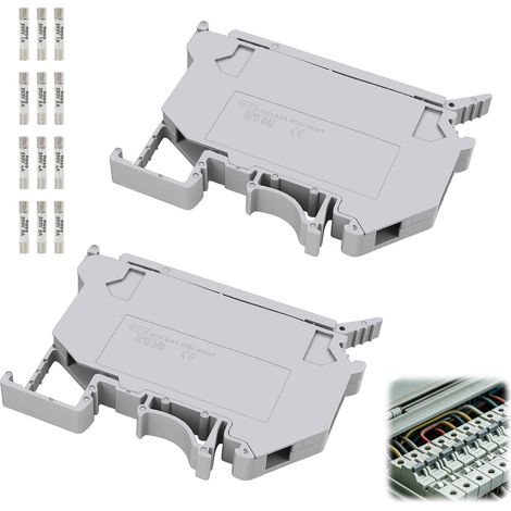 2 Pièces Porte fusibles Rail 24V UK5 Bornier avec Lampe Gris, 12 Fusibles Inclus, 24V Bornier de Déconnexion, Bornier de Déconnexion 24V pour Installation Facile et Sécurisée sur Rail (1/5)