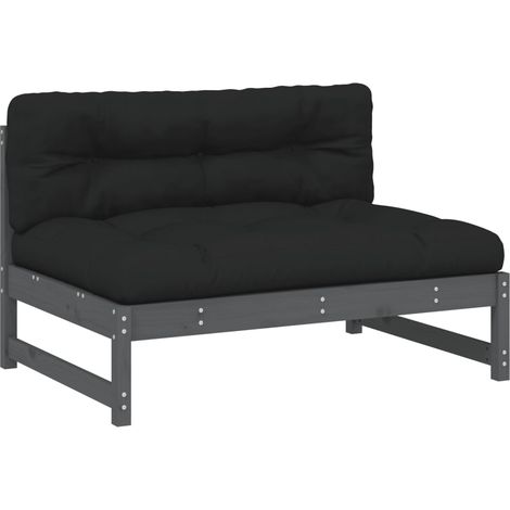Canapé central 120x80 cm gris bois de pin massif (1/5)