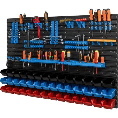 Pannello da officina, 115,8 x 78 cm, 42 scomparti, da parete, in materiale plastico, liberamente spostabile (1/5)