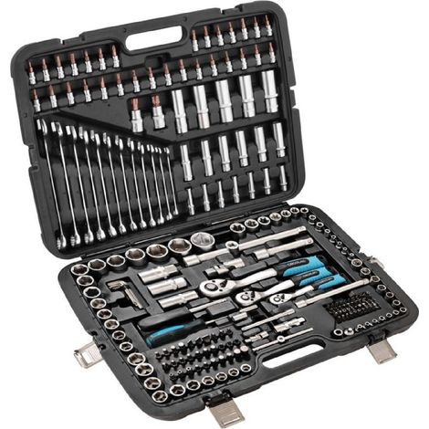 Cecotec Maletín Portaherramientas 216 Piezas ToolBox KRK 6200. 3 Carracas de 72 Dientes, Vasos CR-V, Puntas S2, 12 Llaves Fijas