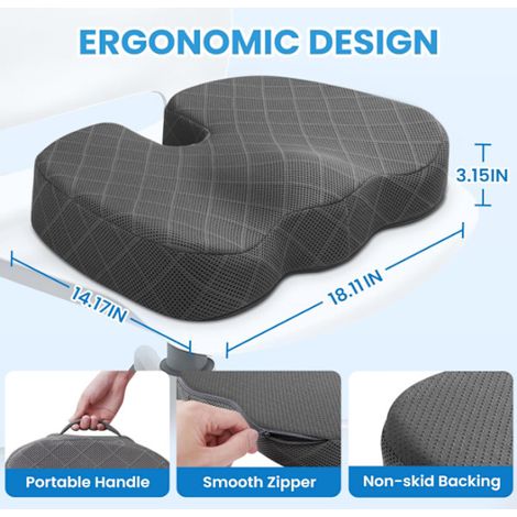 Filiyano-[KK] Coussin de chaise de bureau extra large en mousse à mémoire de forme, coussin ergonomique pour soulager la sciatique et les douleurs (1/5)