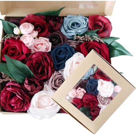 Fleurs Artificielles Roses avec Tiges pour Bouquets DIY et Centres de Table de Mariage